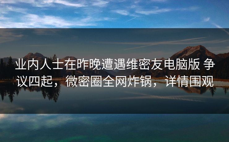 业内人士在昨晚遭遇维密友电脑版 争议四起,微密圈全网炸锅,详情围观 业内人士在昨晚遭遇维密友电脑版 争议四起,微密圈全网炸锅,详情围观